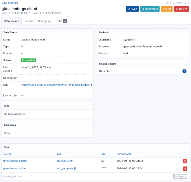 Create GIT Data Source